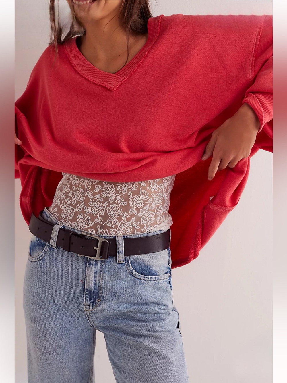We The Free Venice V-Neck Sweatshirt red coral - Picture 4 of 12